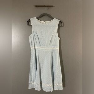 Calvin Klein blue and white seersucker eyelet dress size 10